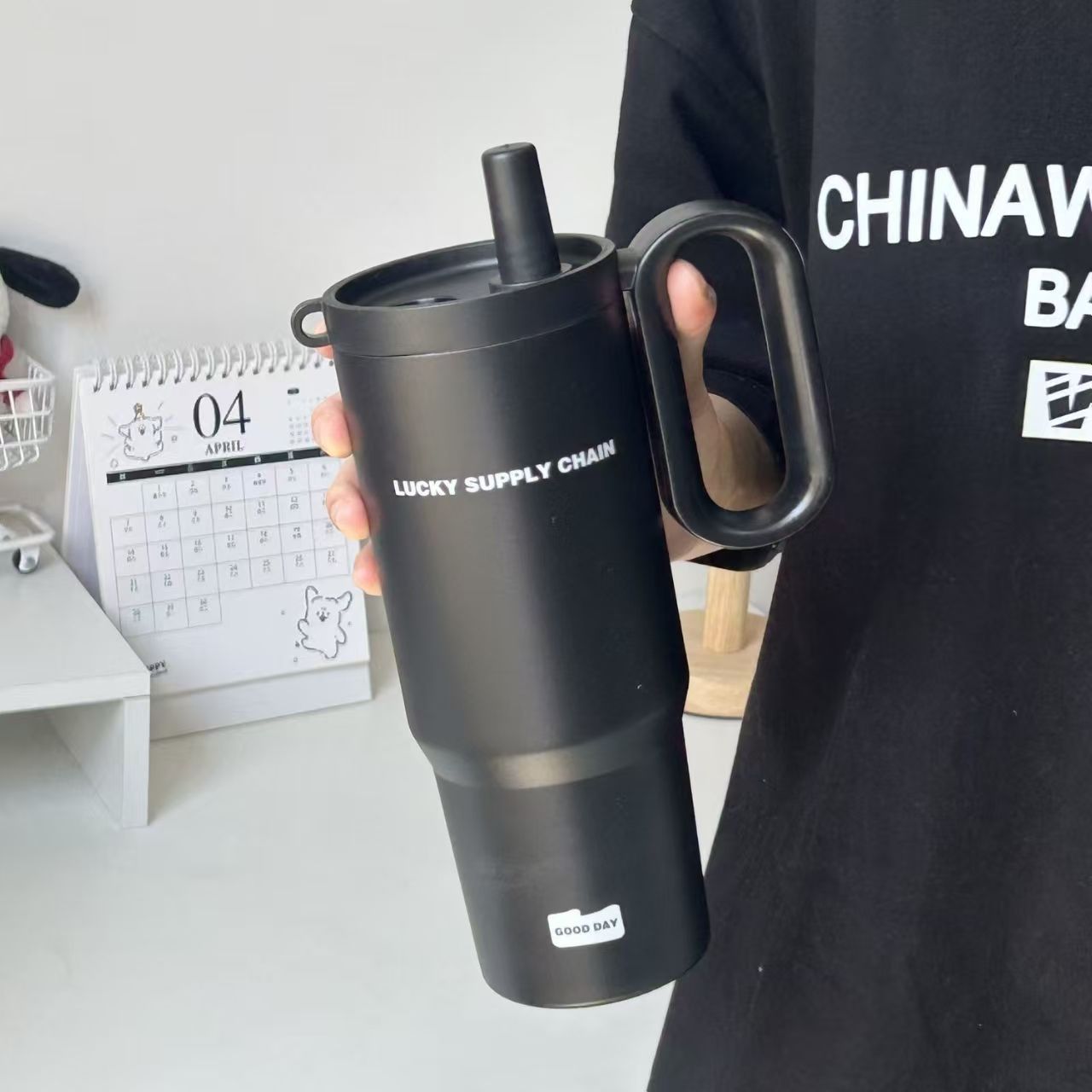 316 Stainless Steel Large Capacity Suction Cup Car Cup with Handle