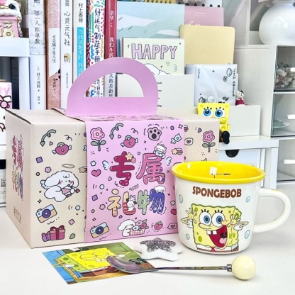 Cartoon Anime Character Ceramic Cup Kawaii Cheese Crab Shape Ceramic Cup Birthday Gift Quilt Coffee Cup with Spoon and Gift Box