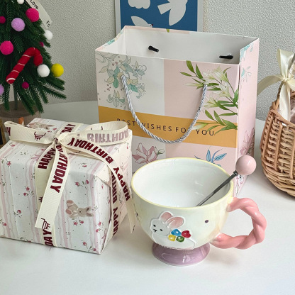 400ML High-quality Hand-painted Rabbit Coffee Cup Water Cup Exquisite Ceramic Mug with Gift Box Set Easter gift