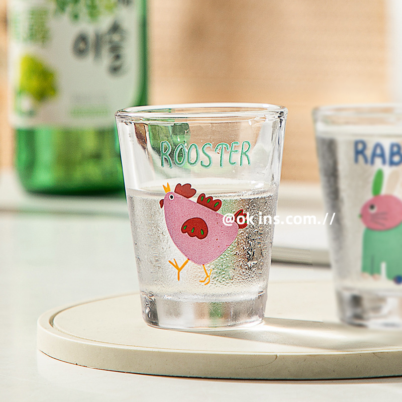 50ML Cartoon Glass Sake Cups 12 Zodiac Pattern Household Small Wine Cups Creative Wine Cup One-sip Cups Mini Sake Cups Gifts