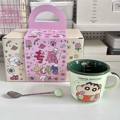 Cute Cartoon Anime Character Ceramic Cup Kawaii Cat Birthday Gift Quilt Coffee Cup with Spoon and Gift Box