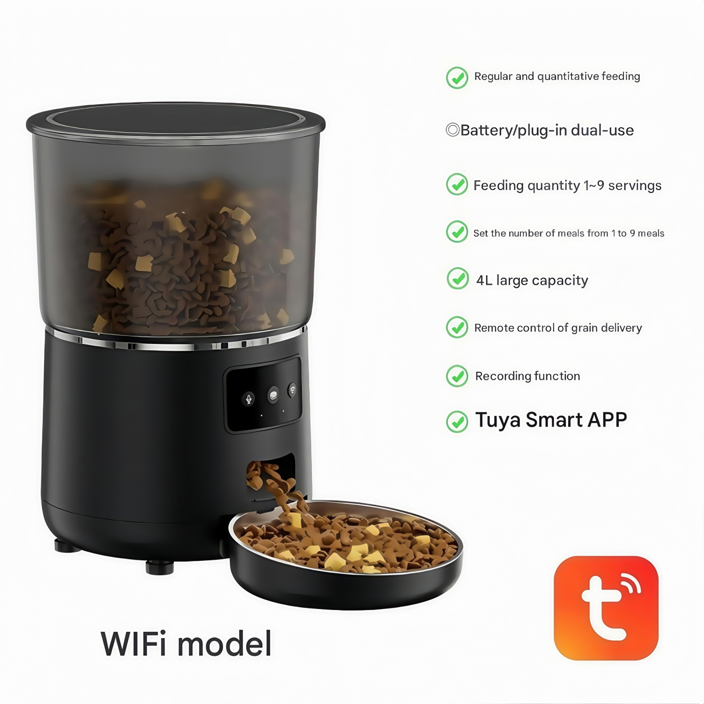 Smart pet feeder, Mobile app remote Control Feeding, Voice and vVideo