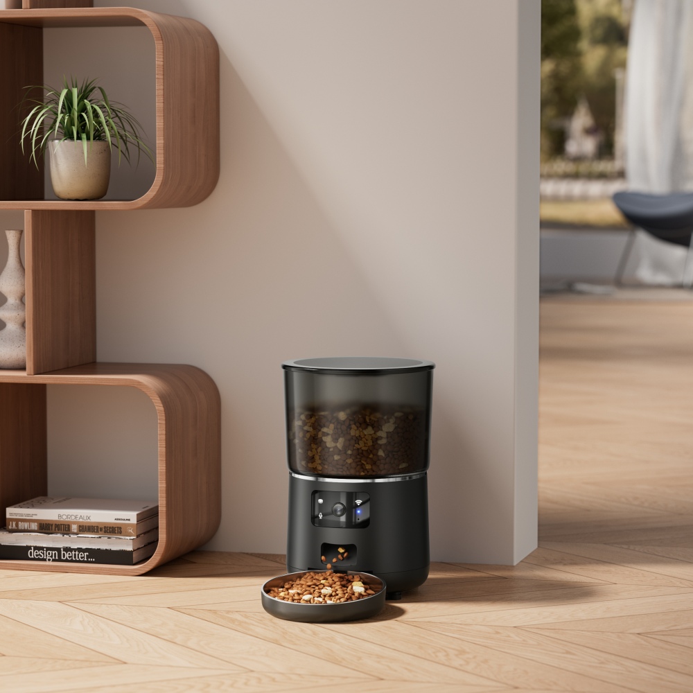 SmartPaws DuoFeeder - 4L Clog-Proof Pet Food Dispenser with Live HD Cam & Voice Control (PlungerTech™/Doodle App/Dual Power)