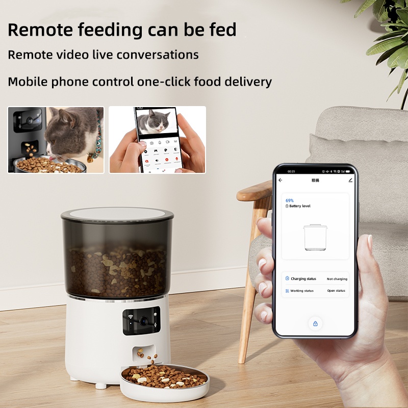 SmartPaws DuoFeeder - 4L Clog-Proof Pet Food Dispenser with Live HD Cam & Voice Control (PlungerTech™/Doodle App/Dual Power)