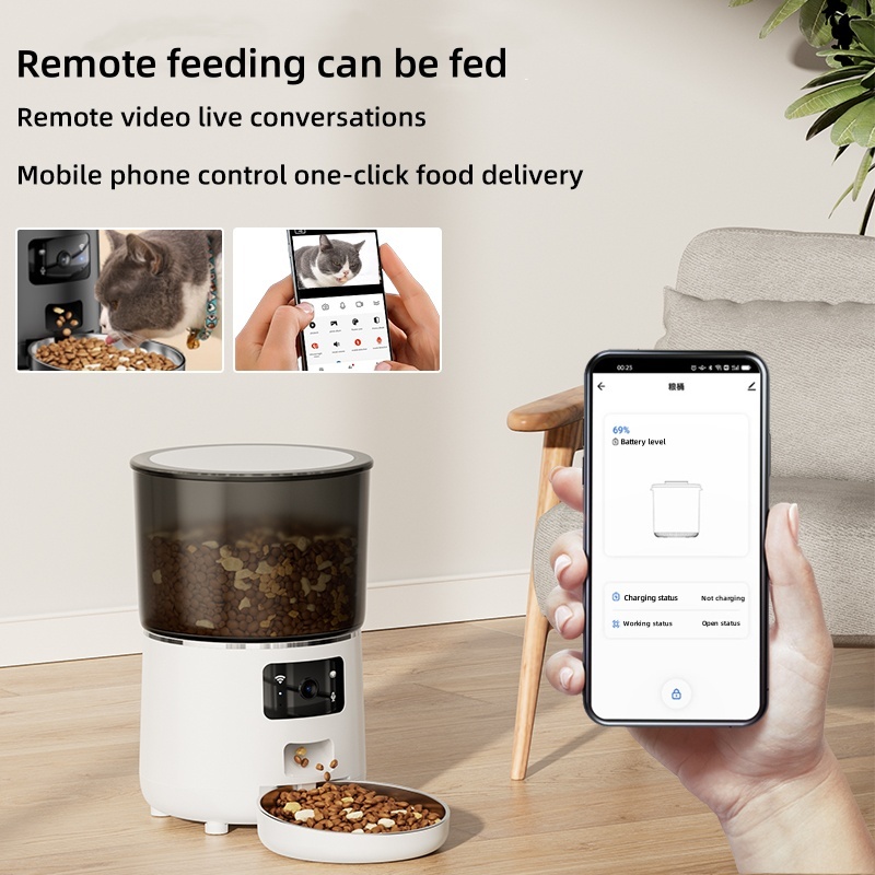 SmartPaws DuoFeeder - 4L Clog-Proof Pet Food Dispenser with Live HD Cam & Voice Control (PlungerTech™/Doodle App/Dual Power)