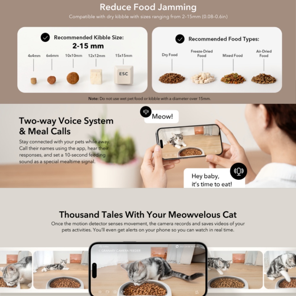 Smart WiFi Pet Feeder with Camera – Feed Pets Remotely, 2-Way Audio, Night Vision | 6.5L Freshness Tech | Works Offline, Certified Safe (FCC/UL)