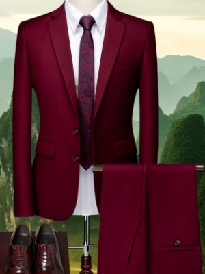 Men's 2 Piece Suits Classic Fit 2 Button Dress Suits Tuxedo Jacket Blazer for Wedding Business Dinner Prom