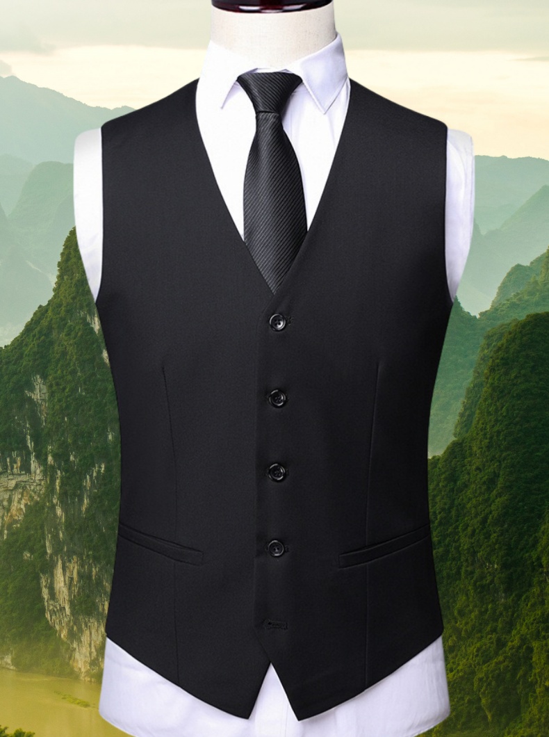 Fashion Single Breasted Suit Vests for Men Grey Black Navy blue High-end Male Waistcoat Slim Fit Formal Business Casual Vest