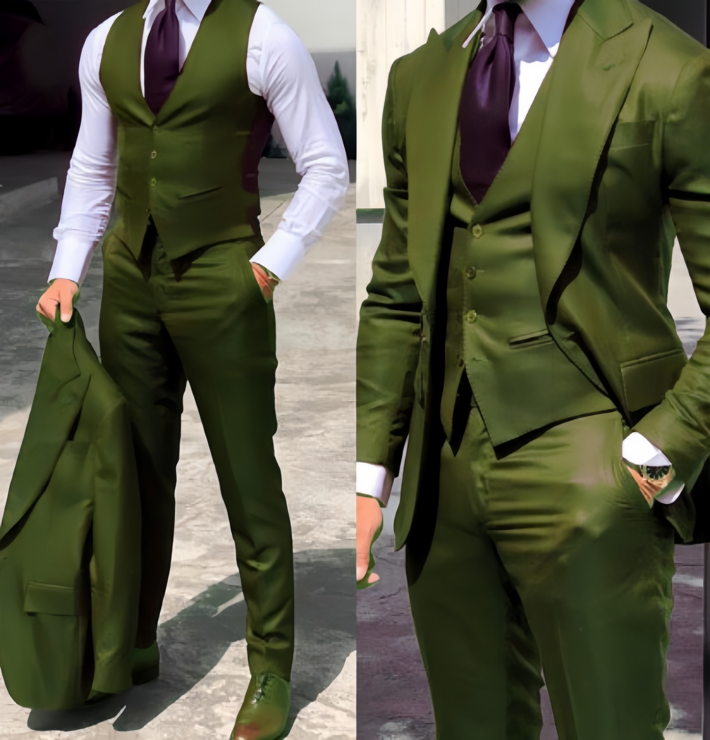 Men Suit Business Office Jacket Pants Vest Three-Piece Set Slim Fit Outfit Wedding Tuxedo for Male high-end Custom Clothes