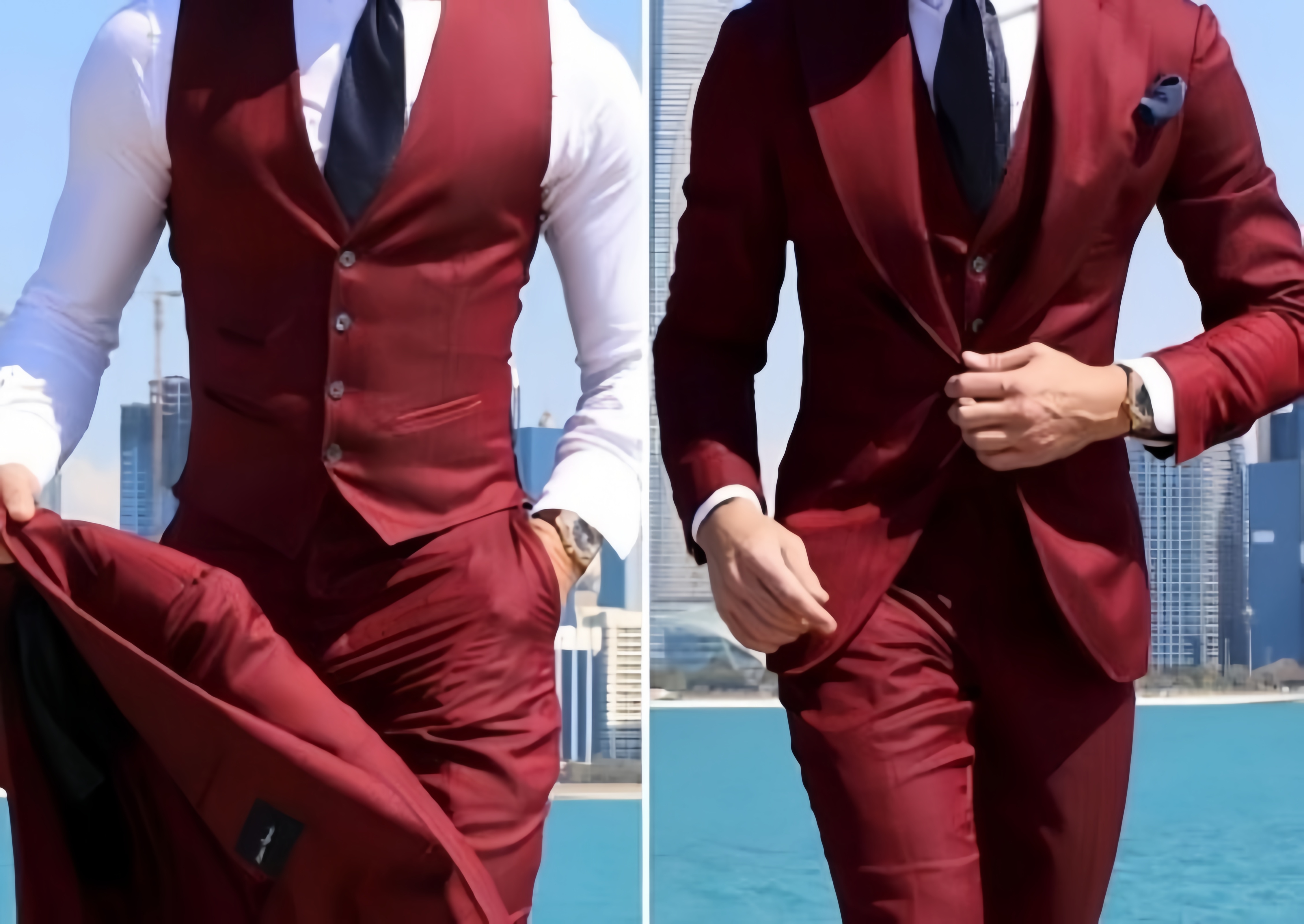 Men's wedding suit four piece suit