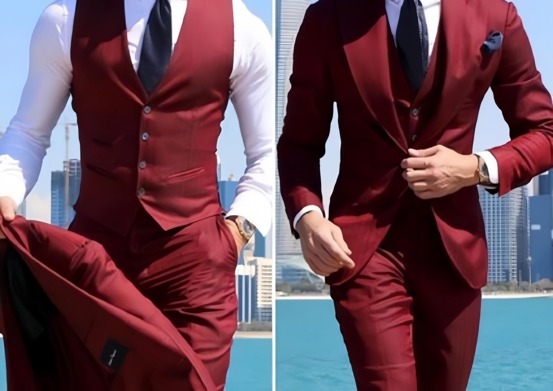 Men's wedding suit four piece suit