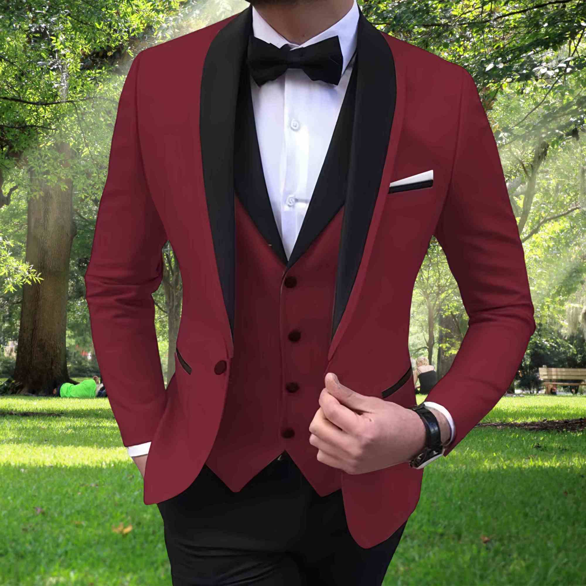 Men's 3 Piece Slim Fit Suits One Button Breasted Suit Men Formal Suit for Wedding Prom Dinner Party