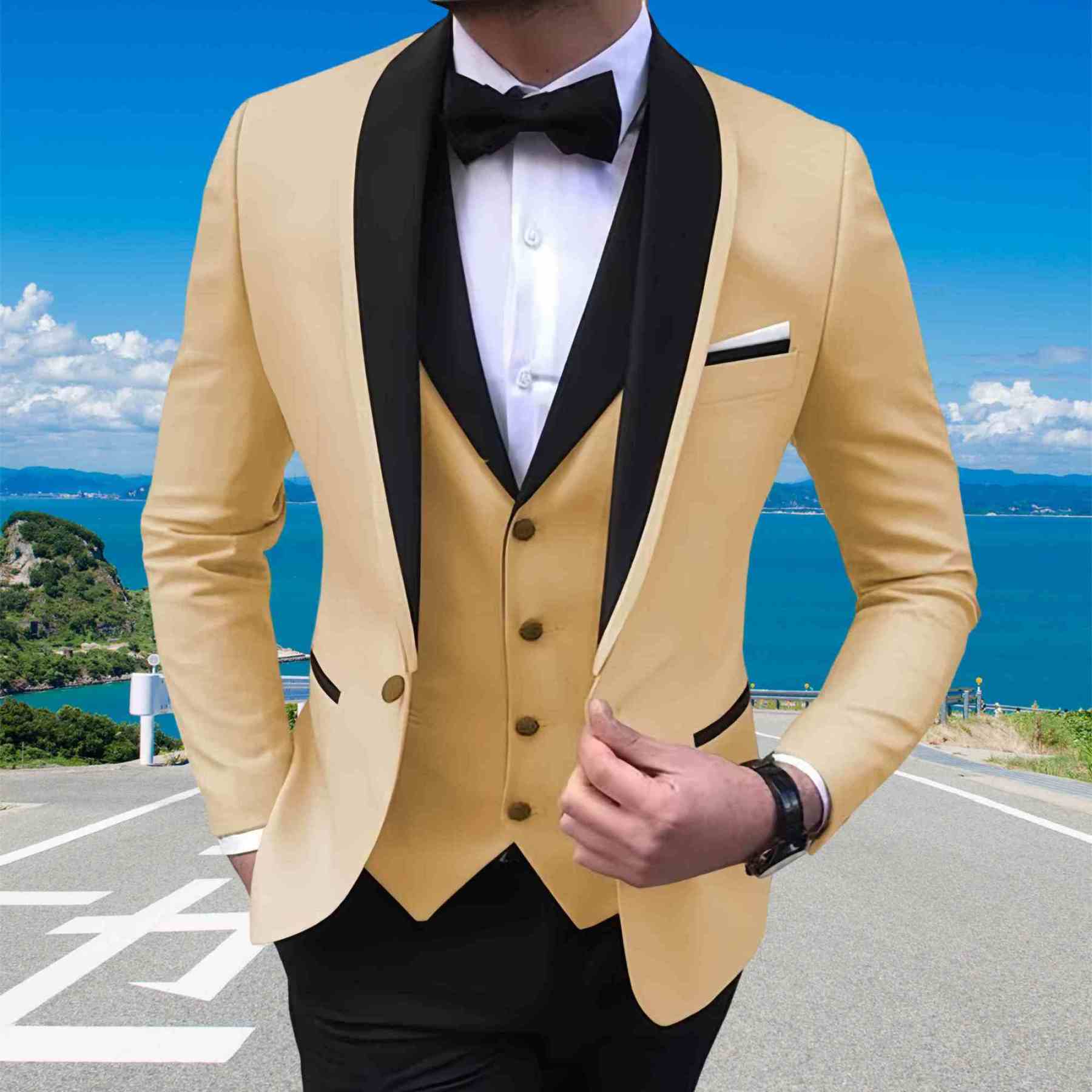 Men's 3 Piece Slim Fit Suits One Button Breasted Suit Men Formal Suit for Wedding Prom Dinner Party