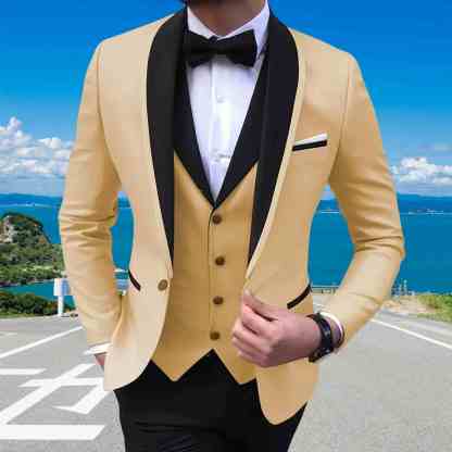 Men's 3 Piece Slim Fit Suits One Button Breasted Suit Men Formal Suit for Wedding Prom Dinner Party