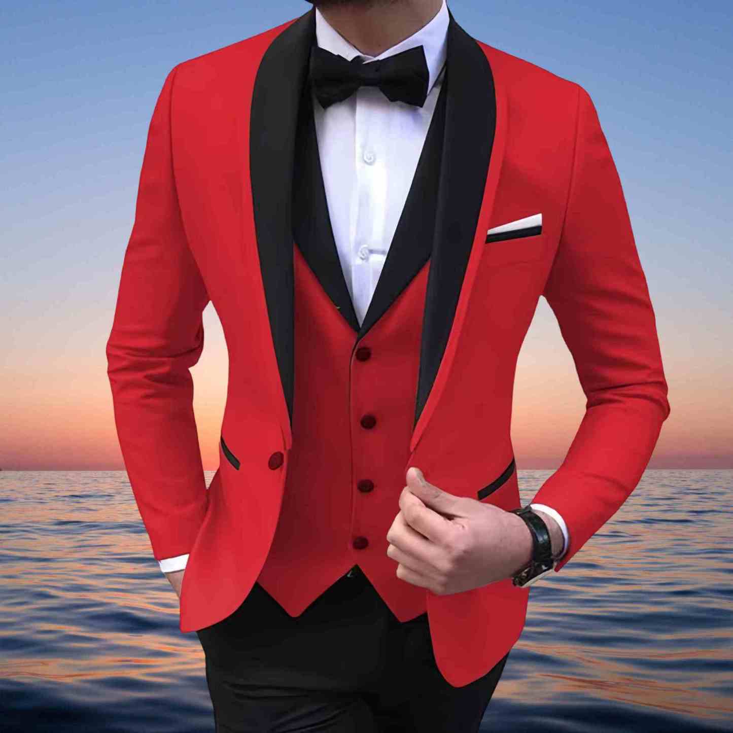 Men's 3 Piece Slim Fit Suits One Button Breasted Suit Men Formal Suit for Wedding Prom Dinner Party