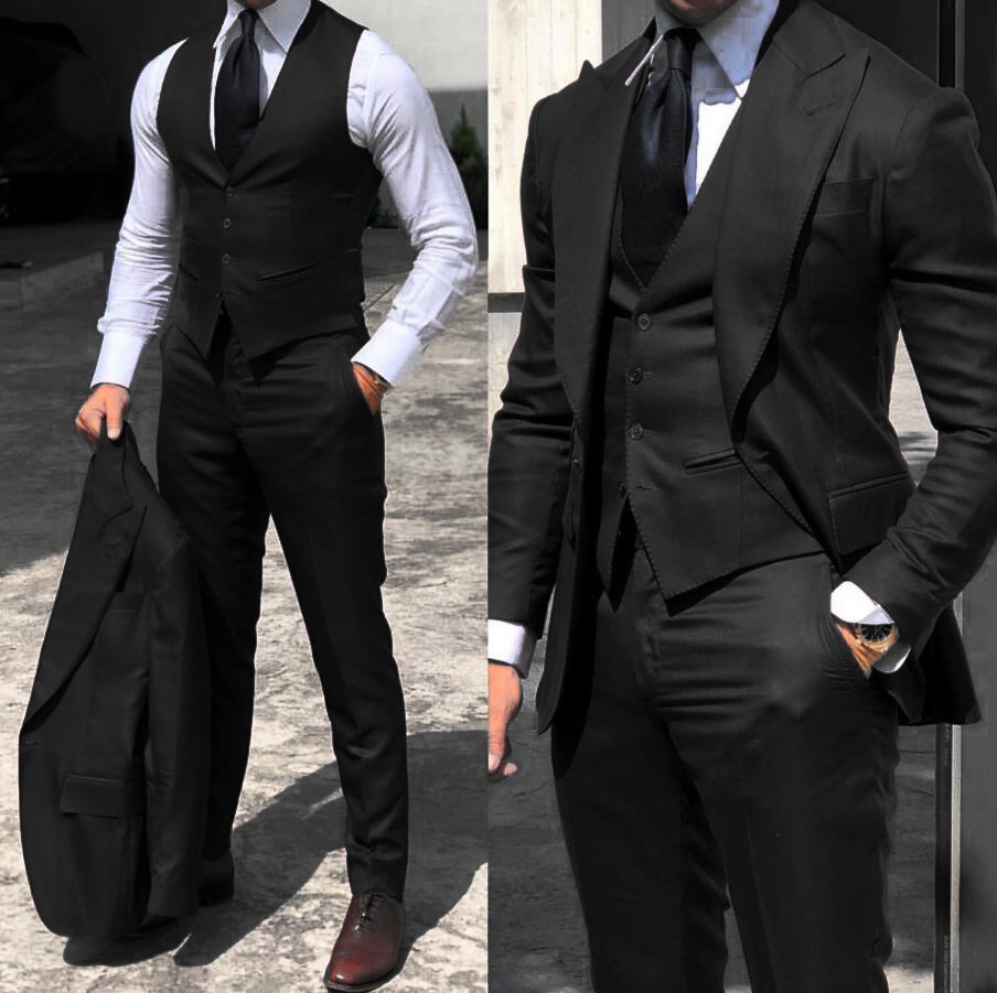 Men Suit Business Office Jacket Pants Vest Three-Piece Set Slim Fit Outfit Wedding Tuxedo for Male high-end Custom Clothes
