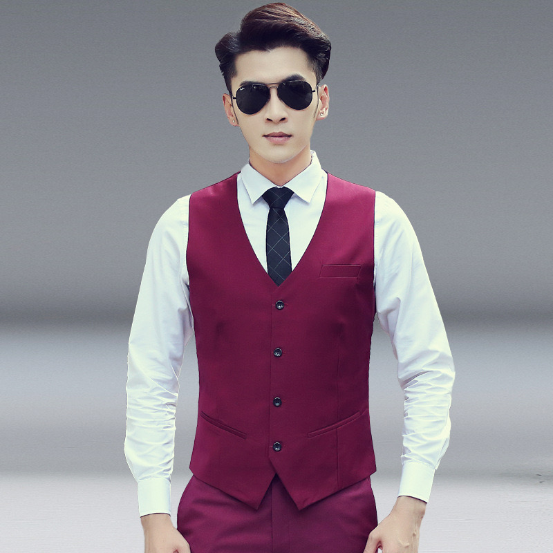 Fashion Single Breasted Suit Vests for Men Grey Black Navy blue High-end Male Waistcoat Slim Fit Formal Business Casual Vest