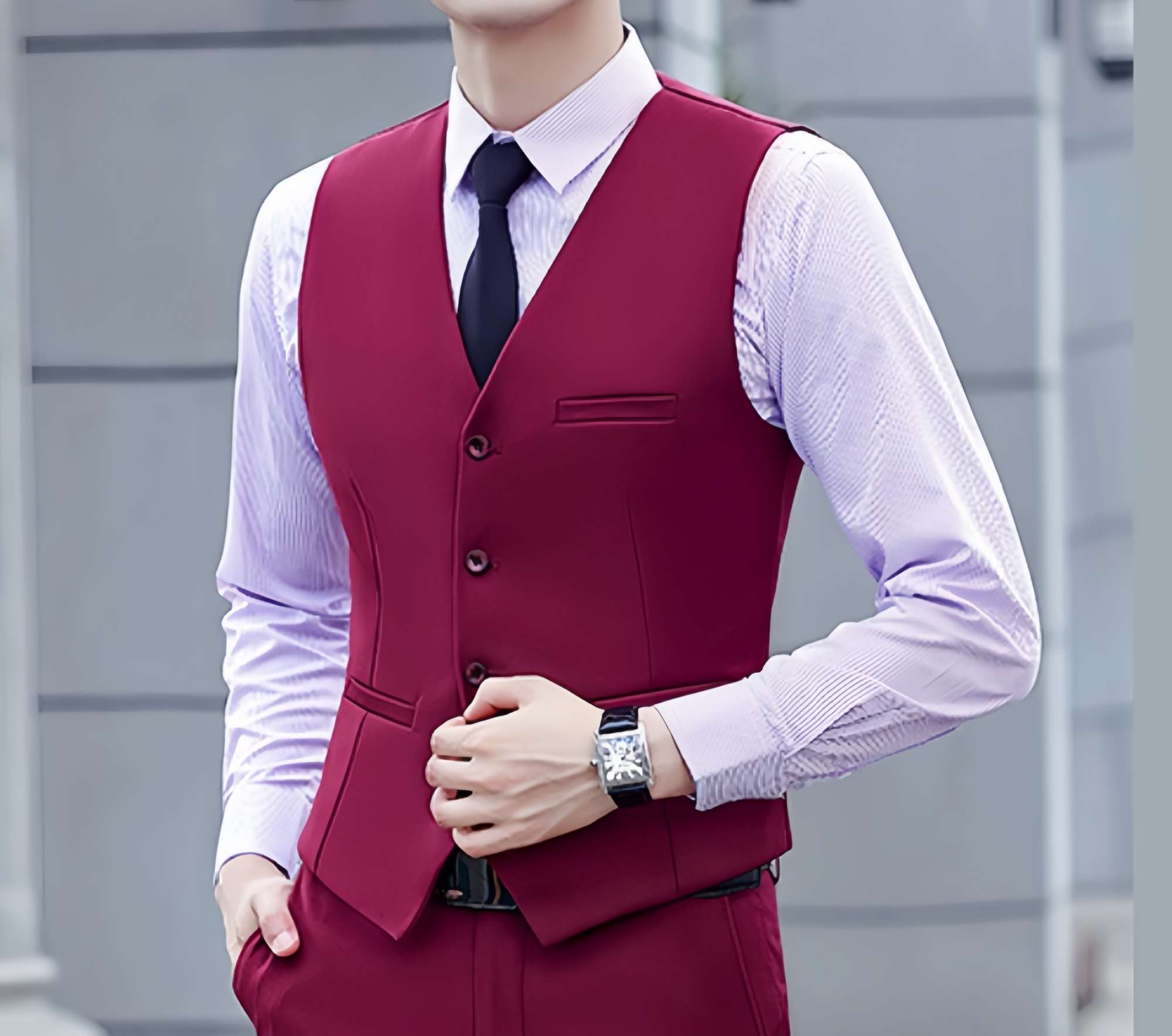 Fashion Single Breasted Suit Vests for Men Grey Black Navy blue High-end Male Waistcoat Slim Fit Formal Business Casual Vest