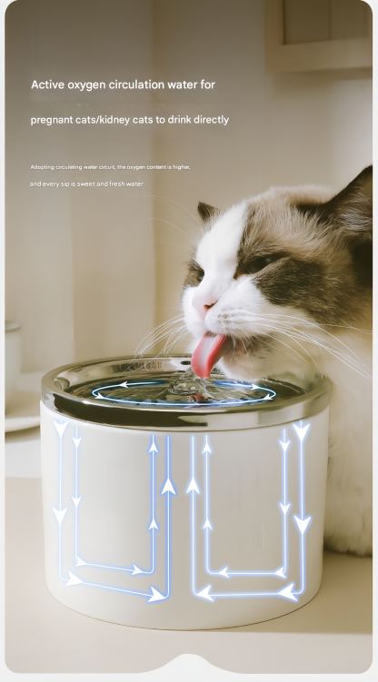 EcoSilent Pro Ceramic Pet Fountain – Smart TempTech™, Radar-Activated Flow & Self-Purify System for 24/7 Fresh Hydration