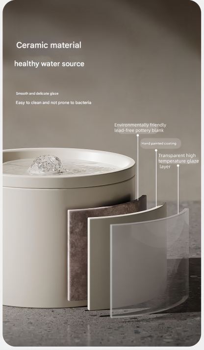 EcoSilent Pro Ceramic Pet Fountain – Smart TempTech™, Radar-Activated Flow & Self-Purify System for 24/7 Fresh Hydration