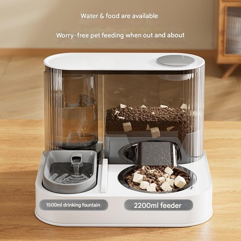 2-in-1 Smart Pet Fountain & Feeder Pro | Auto-Refill 1.5L Water + Clog-Proof 2.2L Food Dispenser