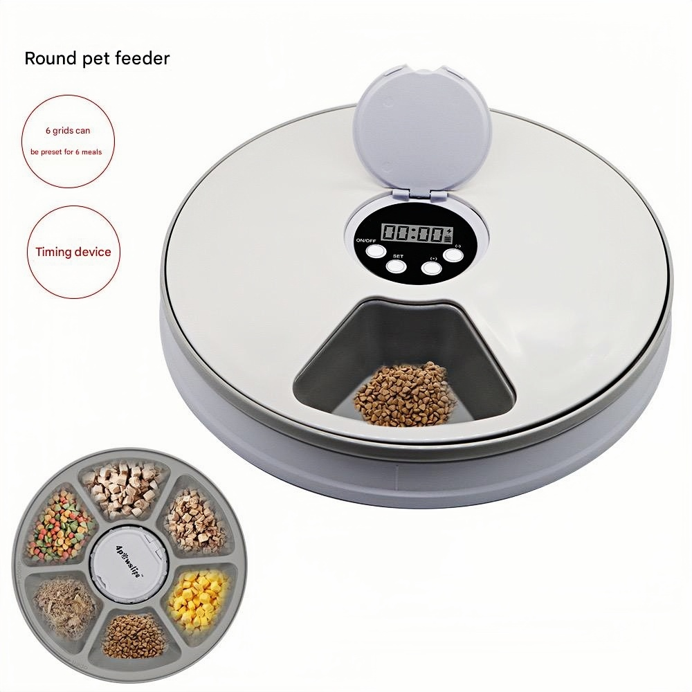 6x75g Auto-Rotating Pet Feeder | Smart Timer APP Control & Moonlight Mode | Eco-Friendly Recycled Plastic | Jam-Proof Helix Design (Vet-Recommended)