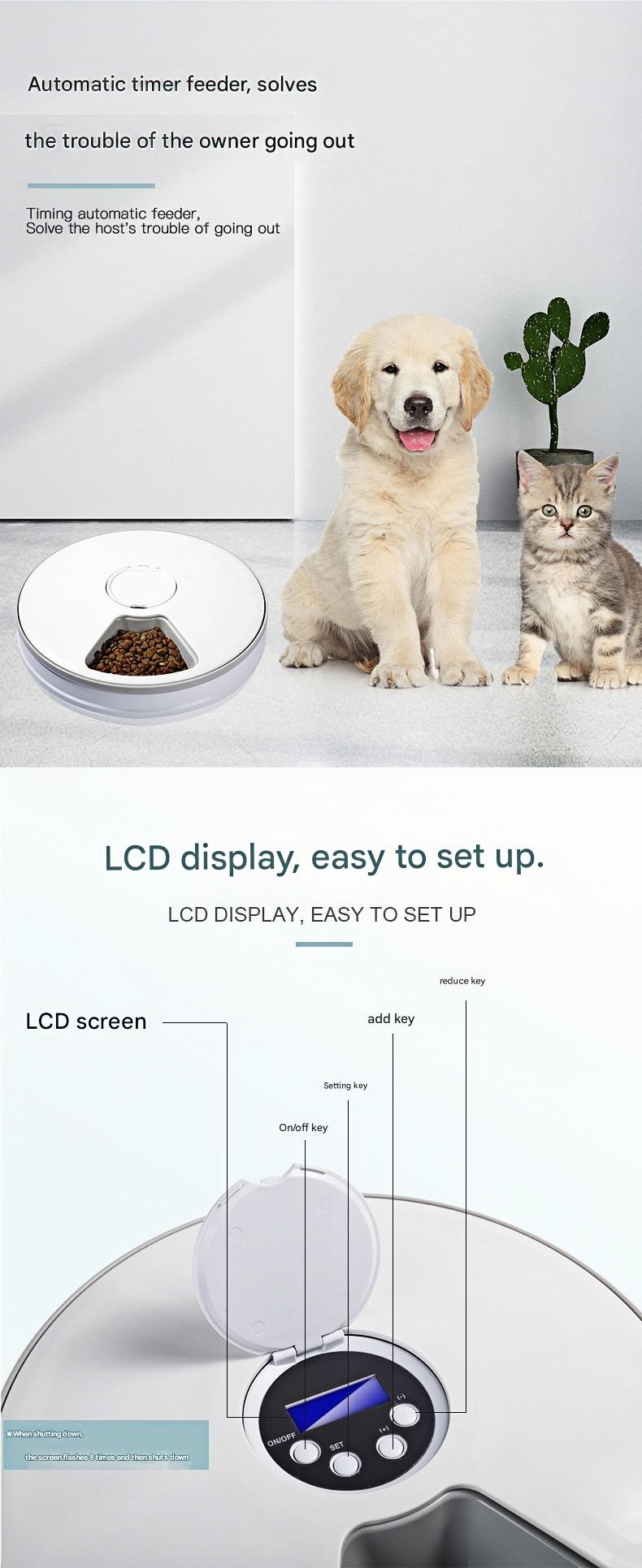 6x75g Auto-Rotating Pet Feeder | Smart Timer APP Control & Moonlight Mode | Eco-Friendly Recycled Plastic | Jam-Proof Helix Design (Vet-Recommended)