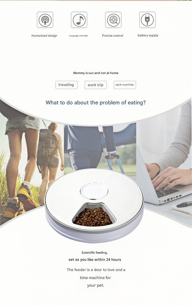 6x75g Auto-Rotating Pet Feeder | Smart Timer APP Control & Moonlight Mode | Eco-Friendly Recycled Plastic | Jam-Proof Helix Design (Vet-Recommended)