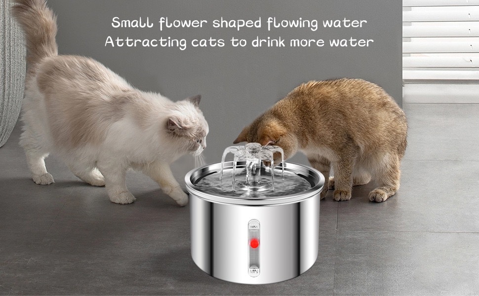 Vet-Approved Stainless Steel Pet Fountain - 2L Quiet Waterfall Flow with Triple Filtration (304 Steel, Leak-Proof Pump)