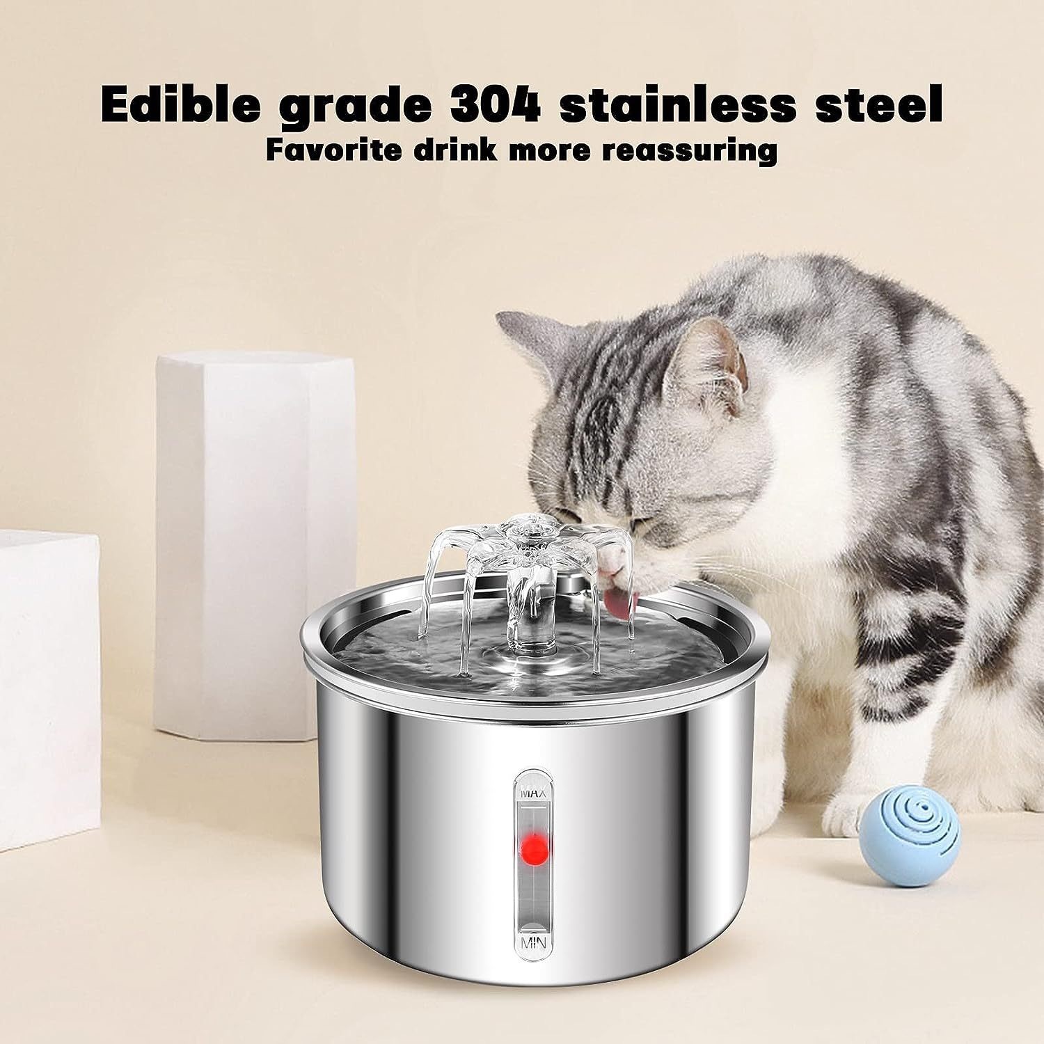 Vet-Approved Stainless Steel Pet Fountain - 2L Quiet Waterfall Flow with Triple Filtration (304 Steel, Leak-Proof Pump)