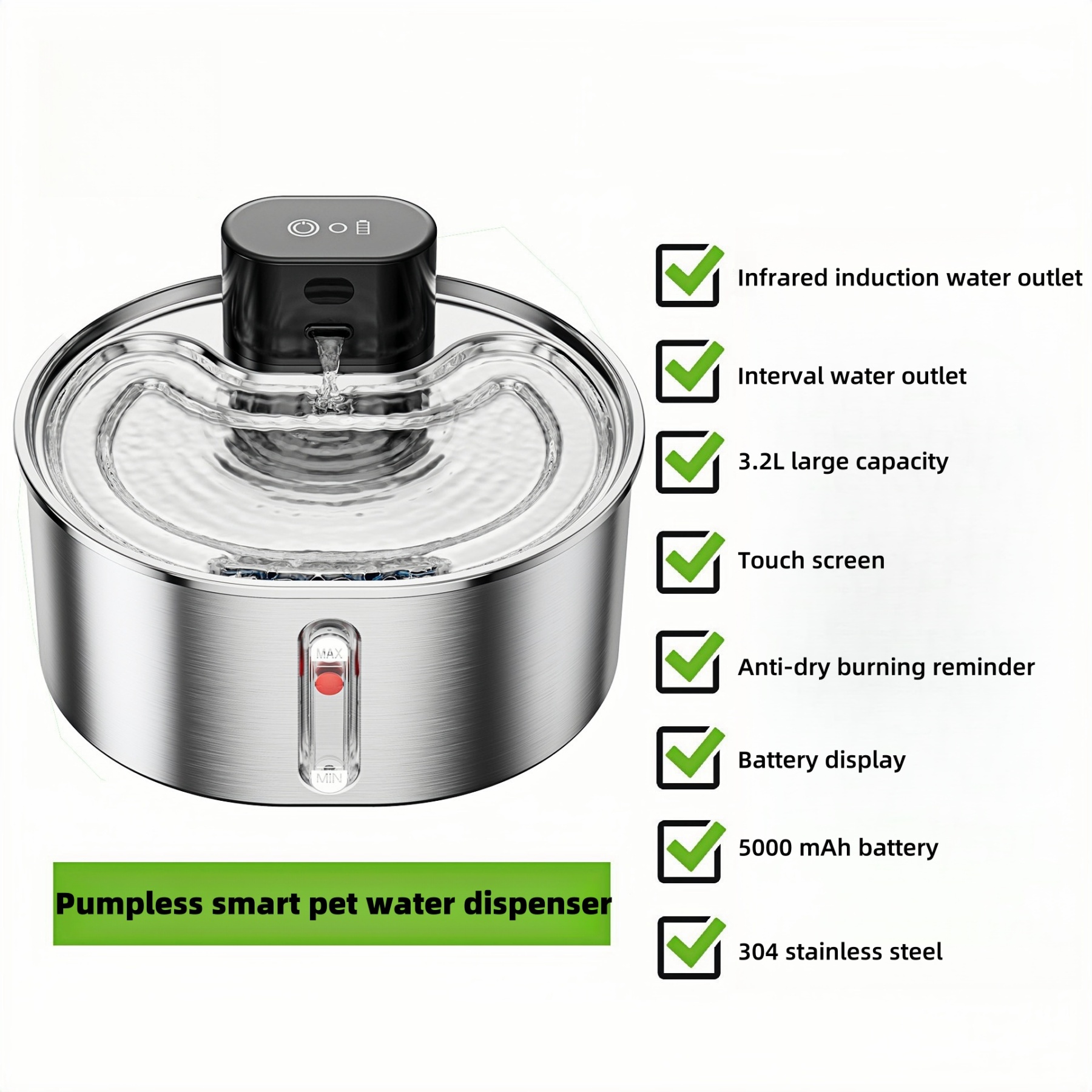 CirclaFlow™ Smart Pet Fountain - 3.2L Wireless Dispenser with Infrared