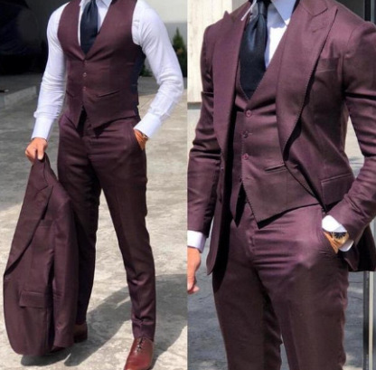 Men Suit Business Office Jacket Pants Vest Three-Piece Set Slim Fit Outfit Wedding Tuxedo for Male high-end Custom Clothes