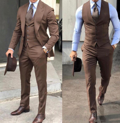 Men Suit Business Office Jacket Pants Vest Three-Piece Set Slim Fit Outfit Wedding Tuxedo for Male high-end Custom Clothes