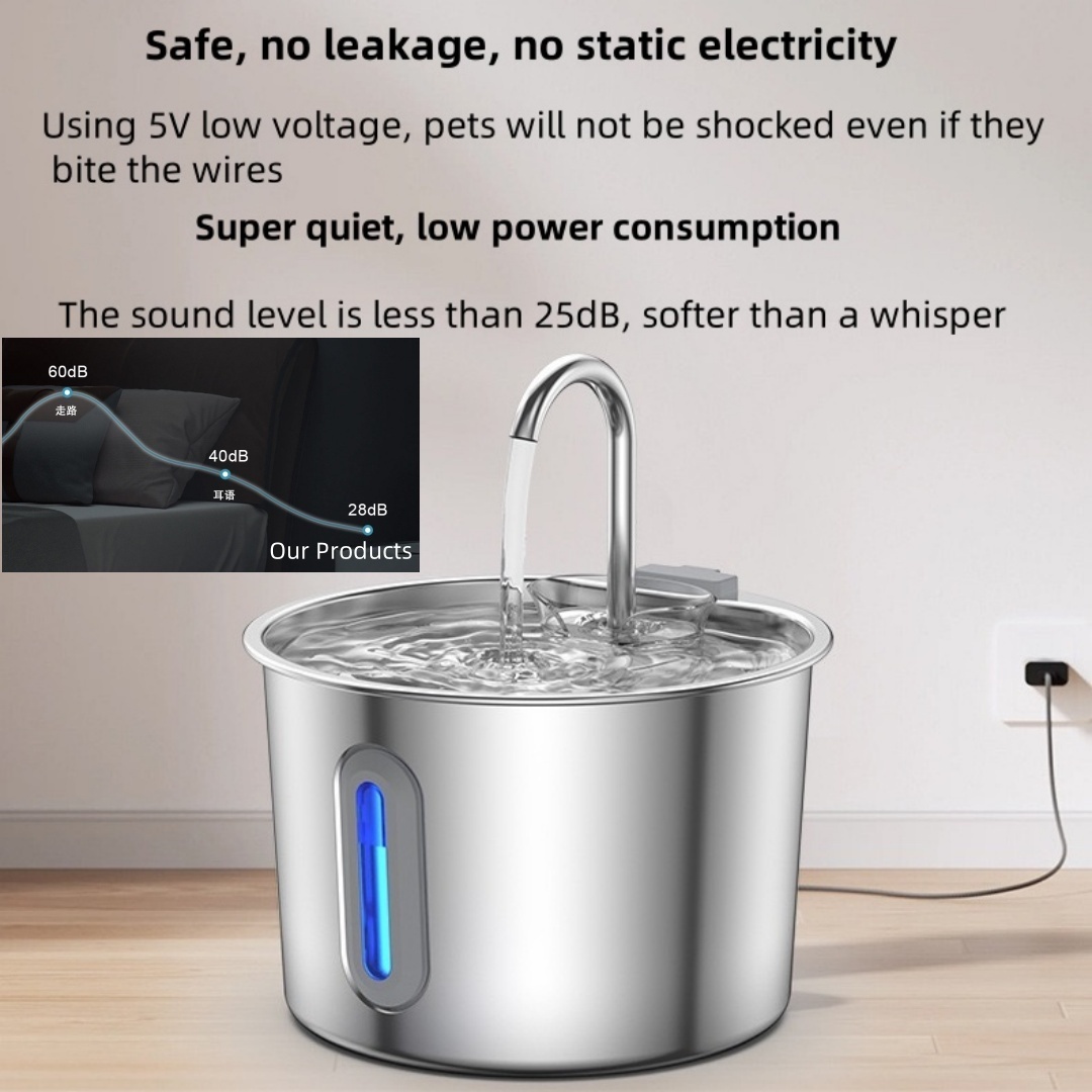 304 Stainless Steel Pet Water Fountain - 4-Stage Filtration, Ultra-Quiet & Eco-Friendly Design, 100% Leak-Proof & Safe for Cats/Dogs