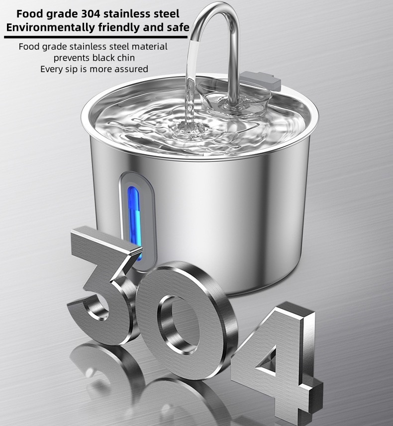 304 Stainless Steel Pet Water Fountain - 4-Stage Filtration, Ultra-Quiet & Eco-Friendly Design, 100% Leak-Proof & Safe for Cats/Dogs