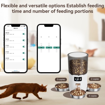 Smart Rotating Pet Feeder with 3 Separate Bowls – 6L WiFi-Enabled, Remote APP Feeding, Fresh & Dry Food Storage, Voice Recording, Ideal for Multi-Cat/Dog Homes | CE & FCC Certified