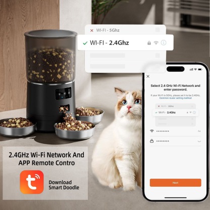 Smart Rotating Pet Feeder with 3 Separate Bowls – 6L WiFi-Enabled, Remote APP Feeding, Fresh & Dry Food Storage, Voice Recording, Ideal for Multi-Cat/Dog Homes | CE & FCC Certified