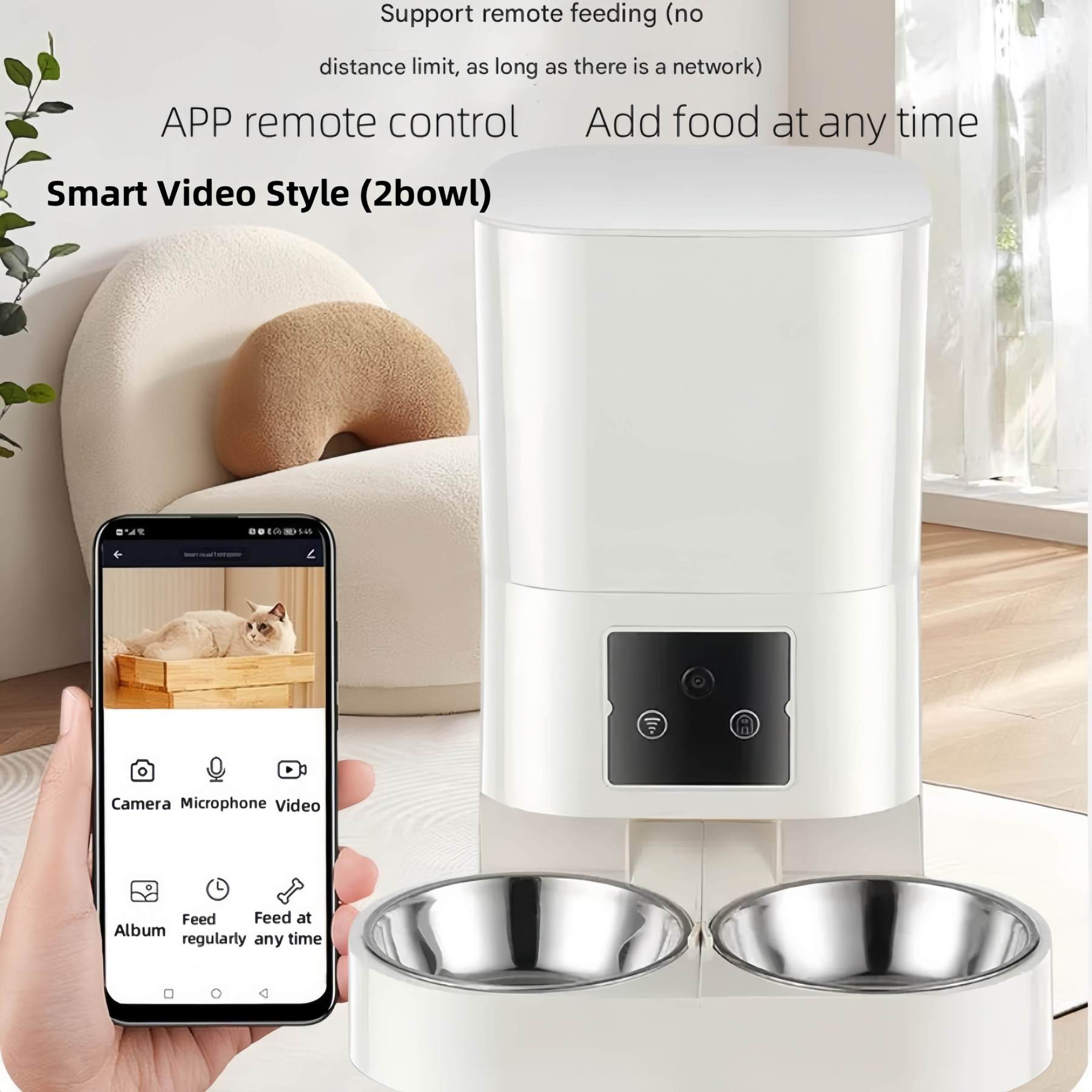 Smart WiFi Pet Feeder with Camera – Feed Pets Remotely, 2-Way Audio, Night Vision | 6.5L Freshness Tech | Works Offline, Certified Safe (FCC/UL)