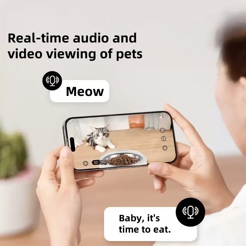 Advanced 5.5L Smart Pet Feeder – Real-Time HD Video, AI Voice Interaction, Scheduled Feeding, Battery & Plug Backup – Fresh & Dry Food Storage – EU/UK Certified