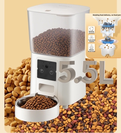 Advanced 5.5L Smart Pet Feeder – Real-Time HD Video, AI Voice Interaction, Scheduled Feeding, Battery & Plug Backup – Fresh & Dry Food Storage – EU/UK Certified