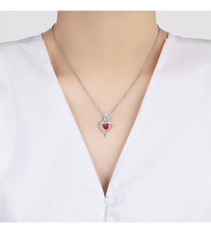 Rose Heart Pendant Necklace for Wife Moissanite Lab-Created Gem Jewelry for Women I Love You Wedding Anniversary Birthday Christmas Valentines Engagements Mothers Day for Her Girlfriend Mom Daughter