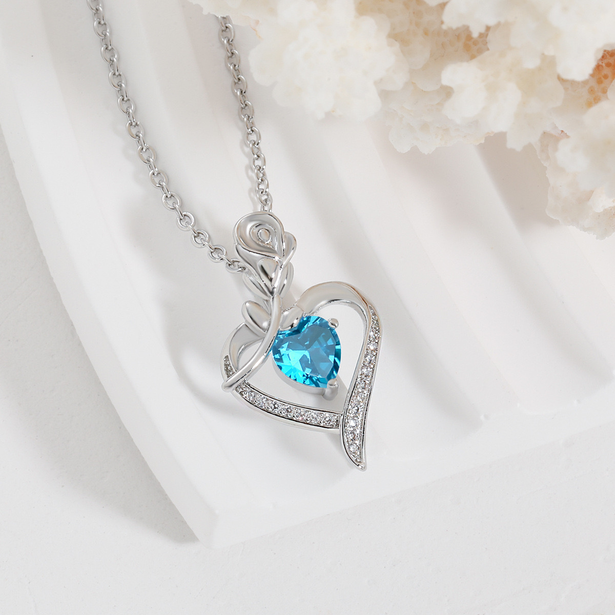 Rose Heart Pendant Necklace for Wife Moissanite Lab-Created Gem Jewelry for Women I Love You Wedding Anniversary Birthday Christmas Valentines Engagements Mothers Day for Her Girlfriend Mom Daughter
