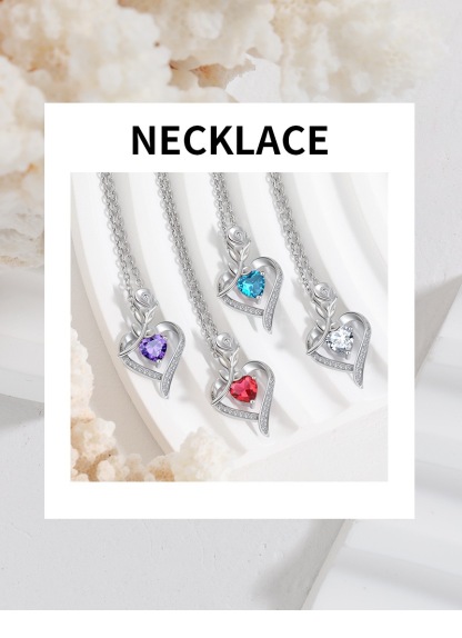 Rose Heart Pendant Necklace for Wife Moissanite Lab-Created Gem Jewelry for Women I Love You Wedding Anniversary Birthday Christmas Valentines Engagements Mothers Day for Her Girlfriend Mom Daughter