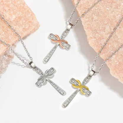 Christian Cross Moissanite Pendant Necklace for Women, D Color VVS1 925 Sterling Silver Plated 18k White Gold 20 Inches Chain