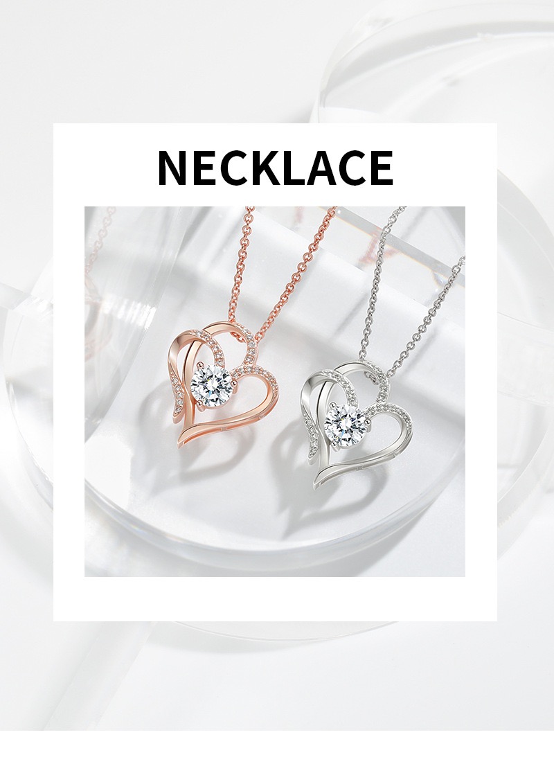 Moissanite Heart Pendant Necklace for Women,D Color VVS1 Moissanite Lab-Created Gem,925 Sterling Silver Gold Plating,Wedding,Anniversary Birthday Fine Jewelry Gifts for Wife Her Mom Girlfriend