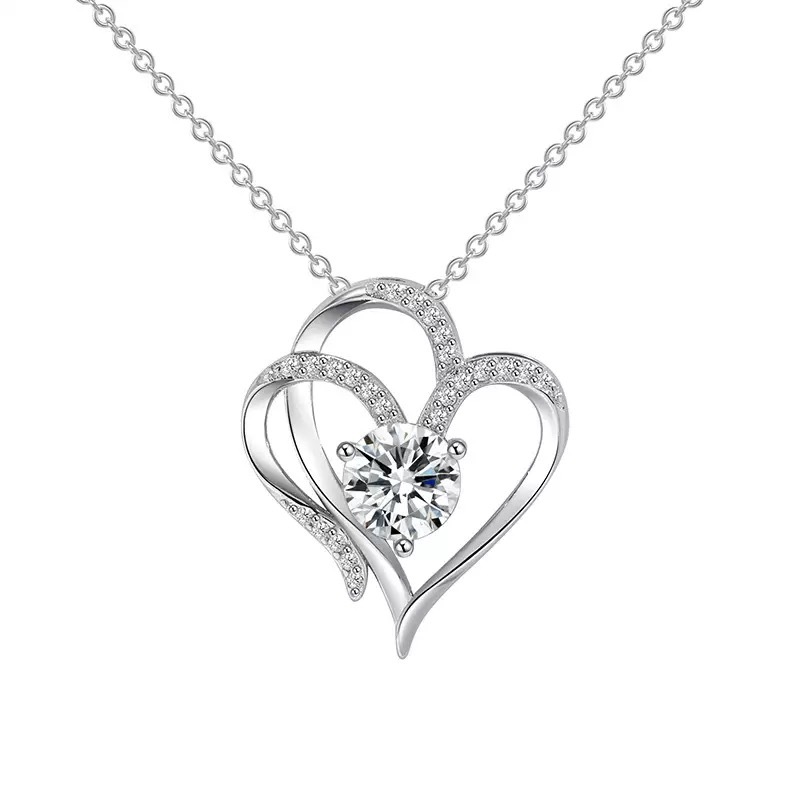 Moissanite Heart Pendant Necklace for Women,D Color VVS1 Moissanite Lab-Created Gem,925 Sterling Silver Gold Plating,Wedding,Anniversary Birthday Fine Jewelry Gifts for Wife Her Mom Girlfriend