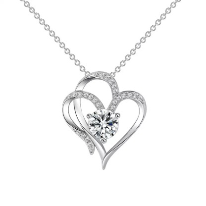 Moissanite Heart Pendant Necklace for Women,D Color VVS1 Moissanite Lab-Created Gem,925 Sterling Silver Gold Plating,Wedding,Anniversary Birthday Fine Jewelry Gifts for Wife Her Mom Girlfriend