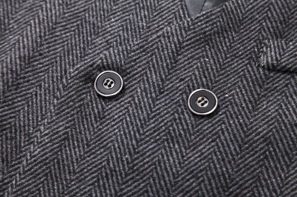 Men's Herringbone Tweed Suit Vest Casual Wool Blend Waistcoat