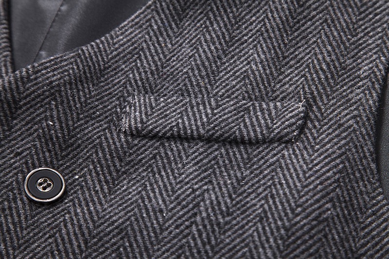 Men's Herringbone Tweed Suit Vest Casual Wool Blend Waistcoat