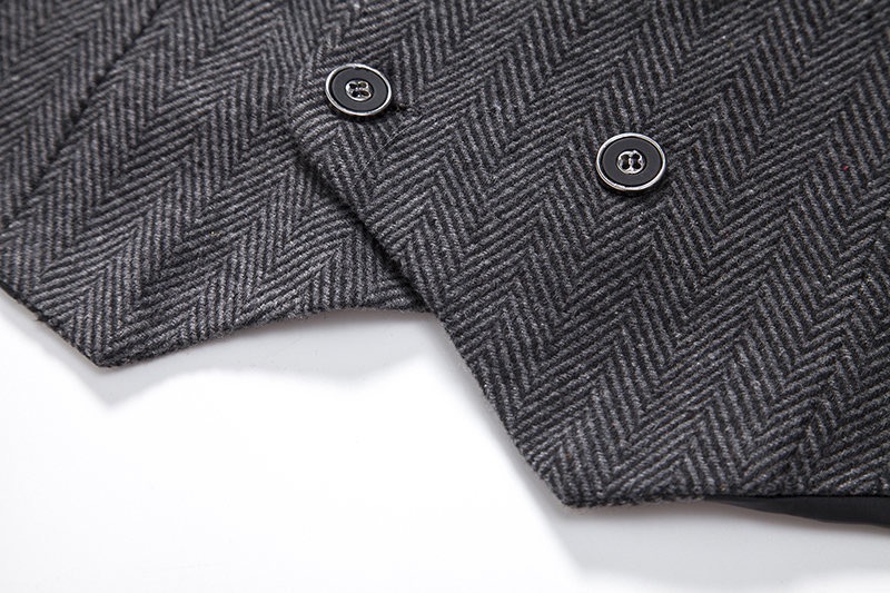 Men's Herringbone Tweed Suit Vest Casual Wool Blend Waistcoat